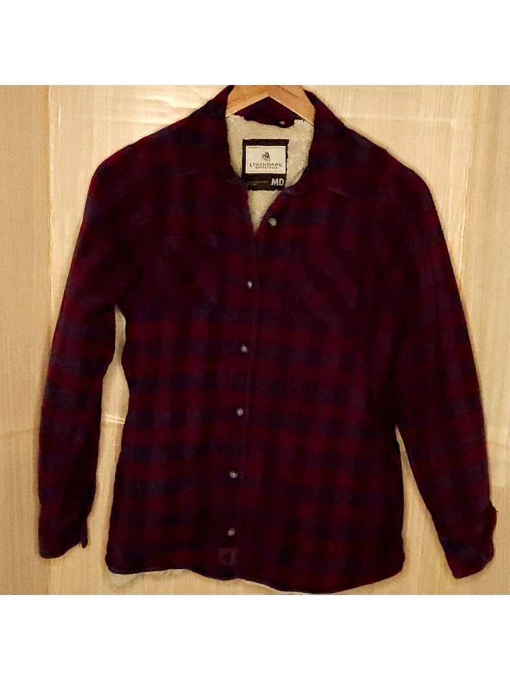 Legendary Whitetails Womens Sherpa Lined Purple Flannel Shacket Medium